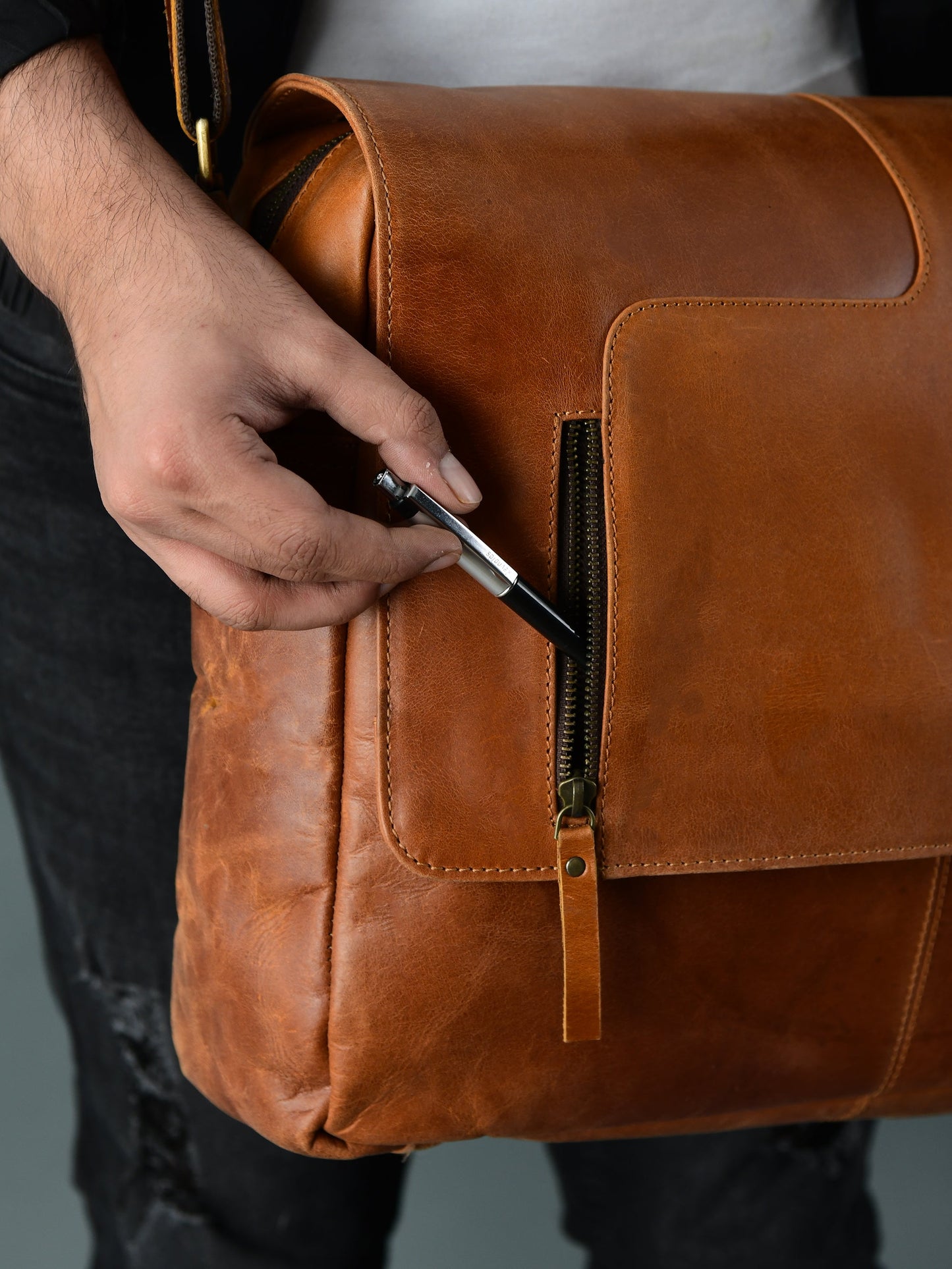 The Wilson Tan Leather Crossbody Bag
