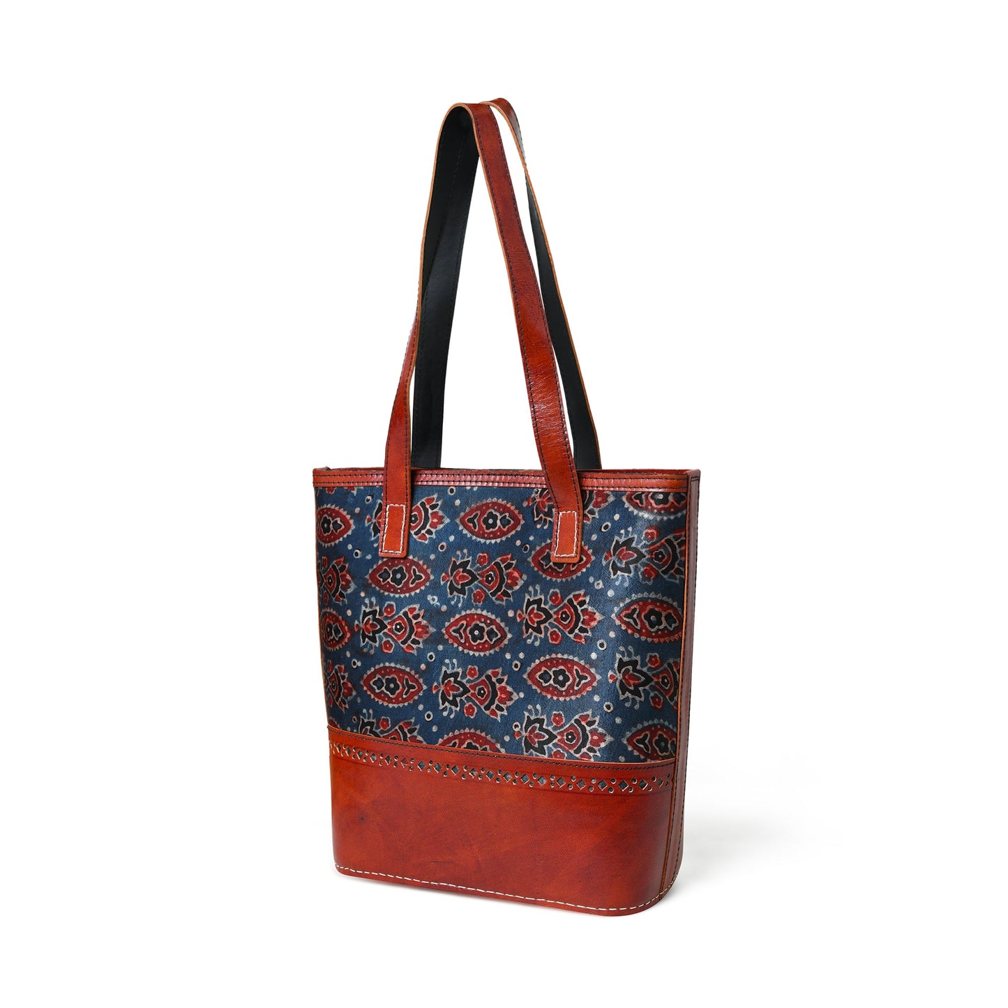 The Neela Hand-Printed Leather Tote