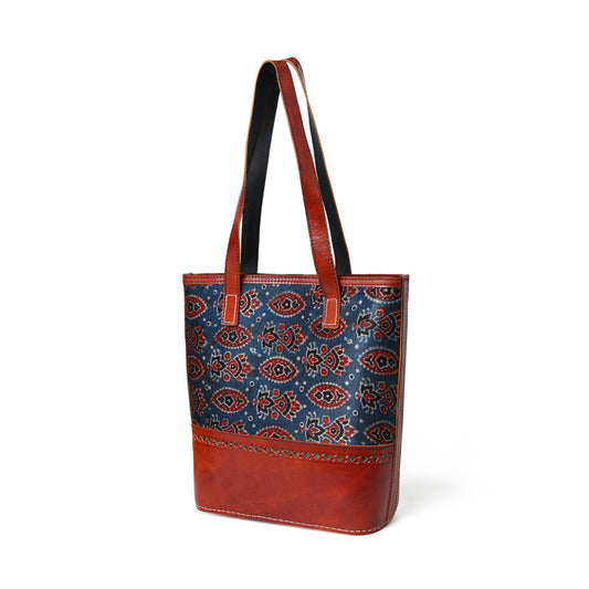 The Neela Hand-Printed Leather Tote