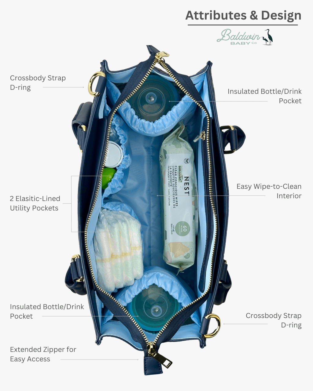 The Montrose Diaper Bag Tote — Cobalt