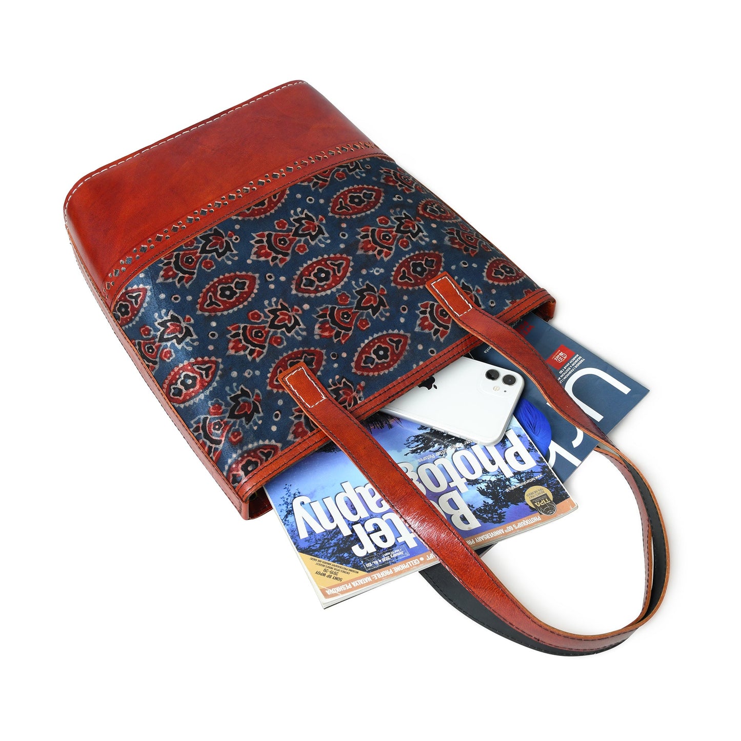 The Neela Hand-Printed Leather Tote