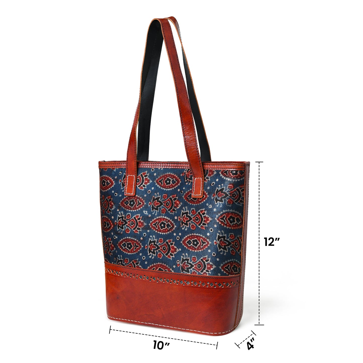 The Neela Hand-Printed Leather Tote