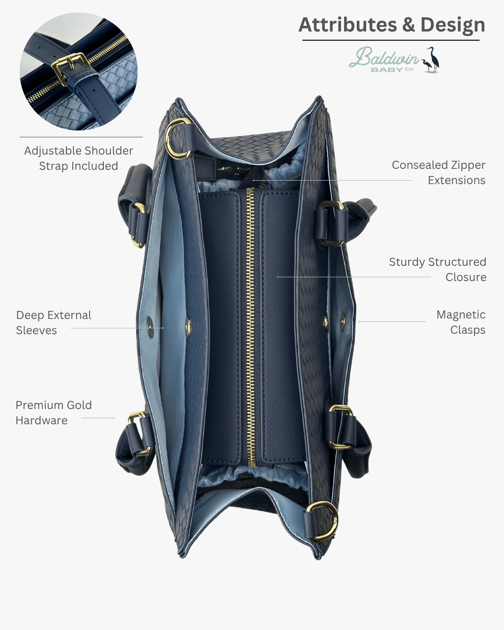 The Montrose Diaper Bag Tote — Cobalt